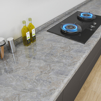 Kertas dinding 3d perekat, rol Wallpaper latar belakang 3d tahan panas marmer Interior putih dapur untuk Counter Top