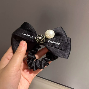 Premium Feel Elegant Black and White Bowknot Hair Tie Simple Niche Design Women's Hair Ties Fashionable Headwear Wholesale - Product Image 4