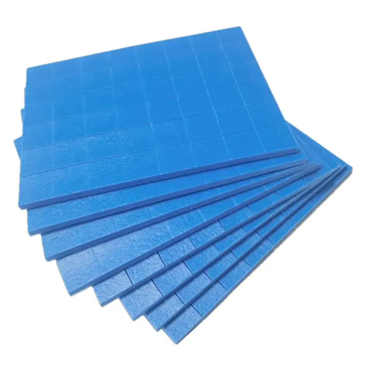 Separatore di vetro cuscinetti in gomma EVA con schiuma trasparente 25*25*5MM gomma blu + 1MM schiuma trasparente su fogli confezione per vetro protettivo
