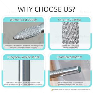 HYTOOS elmas kesim Pro tırnak matkap uçları krom alev rus manikür Bit elektrikli tırnak matkap için ölü cilt temizleyici tırnak hazırlık aracı - Product Image 4