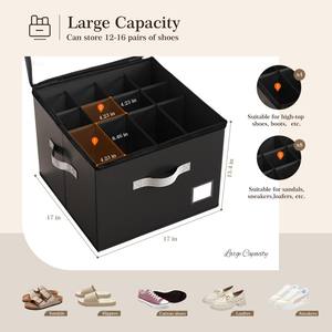 <b>Clear</b> Cover Foldable Shoe <b>Storage</b> Organizer Fabric Shoe <b>Storage</b> Box with Handle for Wardrobe and Living Room - Product Image 3