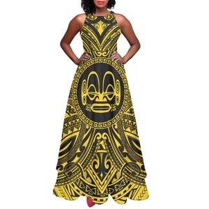 De moda de verano vestido sin mangas O cuello de noche elegante vestido tradicional <span class=keywords><strong>Marquesas</strong></span> patrón barato vestido de <span class=keywords><strong>las</strong></span> mujeres ocasionales nuevo personalizado - Product Image 1