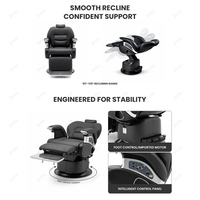 Chaise de coiffeur électrique noire moderne avec repose-pieds inclinable, robuste, confortable et élégante pour salon de coiffure