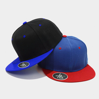 Casquette de baseball personnalisée à 6 panneaux, visière plate, en mélange de laine, structurée, bicolore, avec logo brodé, vente en gros, unisexe, vierge