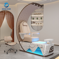 Fauteuil Trône Électrique de Luxe Moderne à Bain à Remous pour Massage des Pieds et des Ongles de Spa, Chaises avec Bol pour Manucure et Pédicure pour Salon