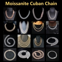 Chaîne cubaine Hip Hop Icy Moissanite 8mm œil de cheval vert, chaîne infinie personnalisée en argent sterling 925, style Bling Bling