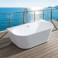 Baignoire autoportante de 1,7 m en acrylique pour intérieur, baignoire d'angle pour bain profond avec certifications CE et CUPC