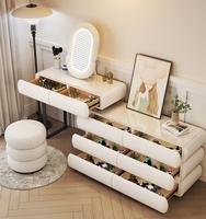 Coiffeuse moderne en bois noir de luxe avec miroir LED, grande commode de rangement pour chambre à coucher, vente en gros pour la maison