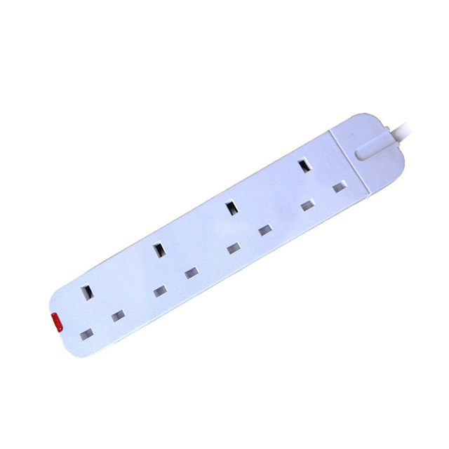 4-Gang UK 13A Switched Electrical Power Extension Socket With Extension Outlet