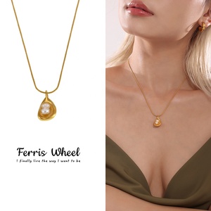 Ruota panoramica nel Design di nicchia collana con ciondolo di perle finte alla moda di piccoli fagioli dorati alla moda farfalla <span class=keywords><strong>serpente</strong></span> - Product Image 3