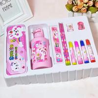 Ensemble de papeterie promotionnel paquet cadeau ensemble étudiant créatif dessin animé luxe bouteille d'eau papeterie maternelle cadeau en gros