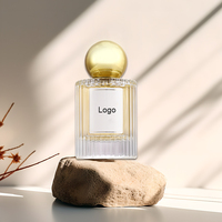 Flacon de parfum en verre à grain vertical avec bouchon pulvérisateur 50ML 100ML, conteneur cosmétique, logo OEM, sérigraphie, couleur personnalisée