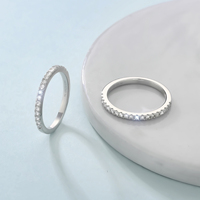 Bague empilable en argent sterling 925 massif plaqué or 14 carats avec moissanite et diamant de laboratoire, bijoux de fiançailles, cadeaux, alliances pour femmes
