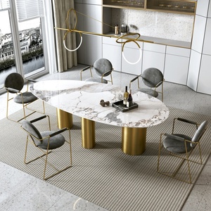 Ensemble table et chaises de salle à manger moderne 8 10 places en marbre naturel pour villa - Product Image 2