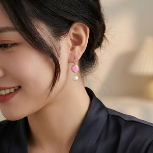 Boucles d'oreilles pendantes violettes pour femmes, accessoires en acier inoxydable avec breloques et perles, bijoux fantaisie, cadeaux - Product Image 5