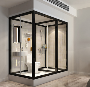 Cabine <span class=keywords><strong>de</strong></span> <span class=keywords><strong>douche</strong></span> à cadre en aluminium avec cadre coulissant pour salle <span class=keywords><strong>de</strong></span> bain préfabriquée mobile rustique moderne intégrée pour hôtel, maison, <span class=keywords><strong>style</strong></span> rural simple - Product Image 4