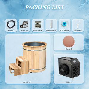 Nouvelle Baignoire de Récupération Sportive 2026 en Cèdre Rouge pour 1 Personne, Bain de Glace Extérieur avec Refroidisseur et <span class=keywords><strong>Filtre</strong></span> - Product Image 5