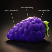 Balle anti-stress en forme de grappe de raisin, douce et réaliste, couleur violet riche semi-translucide, décoration de bureau, cadeau