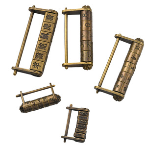 Antique Style Brass Combination <b>Lock</b> Five Wheel Retro Chinese Design <b>Small</b> Padlock - Product Image 5