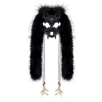 Masque de renard viking en fausse fourrure en gros, accessoire de costume de loup-garou, masque animalier pour Halloween, carnaval et fêtes à thème