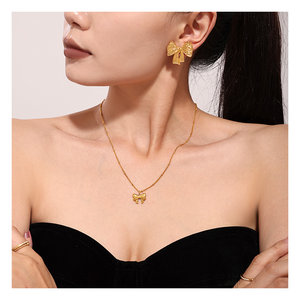 Nouveau Français Maman 18K Plaqué Or En Acier Inoxydable Satellite Chaîne Collier Femmes Charme Arc Pendentif Collier pour Filles - Product Image 2