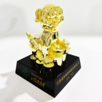 Trophée en forme d'animal de flamme de verre fabriqué à la main Trophées de base en cristal de bois personnalisés Trophées et récompenses pour chiens de coupe