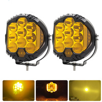 Phares à trois faces de 7 pouces pour camions, gros véhicules et véhicules à forte luminosité, lumières jaunes avec DRL