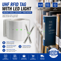 Étiquette RFID UHF personnalisée avec lumière LED 860-960 MHz EPC Gen2, étiquette adhésive intelligente pour le suivi des livres et des documents de bibliothèque, portée de lecture 0-10 m