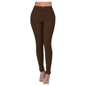 Jeans Ajustados de Cintura Alta para Mujer, Color Sólido, Casuales y a la Moda, al por Mayor - Product Image 3