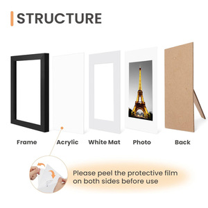 Custom Large Size Factory Wholesale Black Wall <strong>Mounted</strong> Tabletop Picture Display Solid Wood Photo <strong>Frame</strong> <strong>With</strong> Mat - Product Image 5