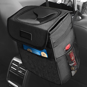 Custom 100% Leak-Proof Waterproof Auto Garbage Bag Multipurpose Trash Bin Car Trash Can with Lid and Storage Pockets For Car