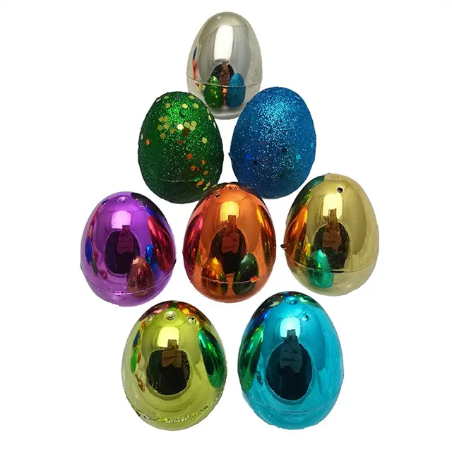 Uova riutilizzabili pasquali vari colori Glitter uova di pasqua uova metalliche in plastica per cestini da caccia giochi per feste di pasqua