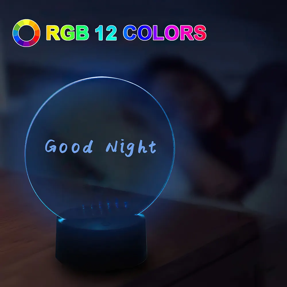 Custom Shape LED Acrylic Note Board Message Board Lamp Gift Colourful Remote Control 3D DIY Night Light Base with Pen