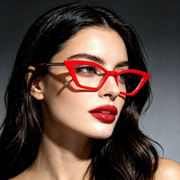 Gafas de Sol con Protección Anti Luz Azul y Marco de Ojo de Gato Rojo con Logotipo Personalizado al por Mayor, Gafas Ópticas de Moda para Mujer