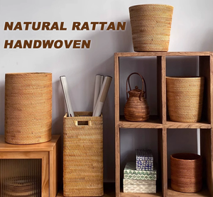 Cesta de Almacenamiento Hecha a Mano, Tejida con Jacinto de Agua y Paja, Ecológica, con Asa, para Almacenamiento de Algas Marinas - Product Image 2