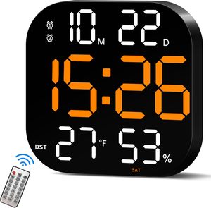NEW Modern Large LED Brightness Adjustable Timer Alarm <b>Digital</b> <b>Wall</b> Table <b>Clock</b> Battery Operated LUMINOVA Remote Home Decor - Product Image 1