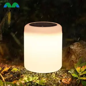 New Portable RGB Color Changing Cordless Mood Solar Night Light Battery Rechargeable Plastic Shade Lantern Handheld Table Led