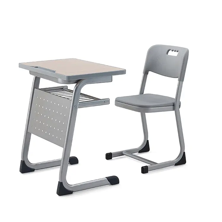 Modern School Furniture Plastic Student Single Desk And Chair Set For Sale