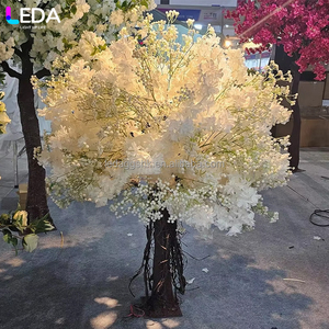 LEDA Centre de table de mariage, arbre de fleurs artificielles décoratif en fleurs de cerisier blanches pour événements - Product Image 1