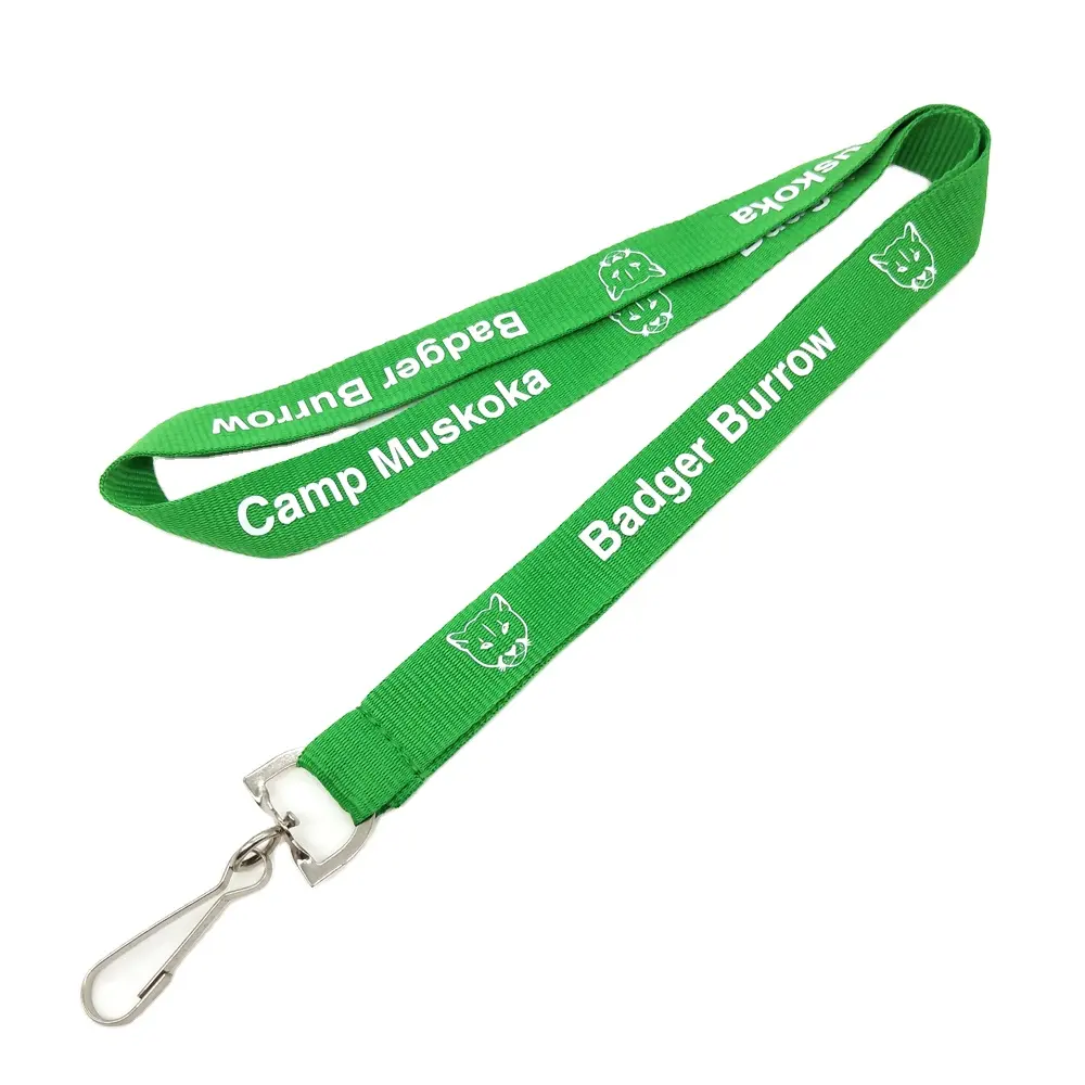 Wholesale Silk Screen Printed Custom Logo Polyester Lanyard with Swivel J Hook