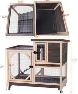 Vente en gros de cages à lapins en bois pour l'intérieur avec enclos extérieur, maison pour lapins, produit pour animaux de compagnie - Product Image 2