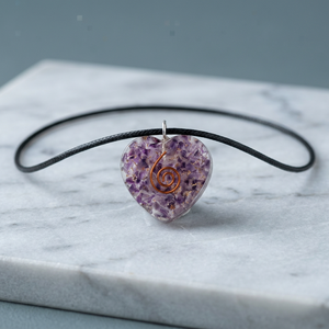 2019 New Design Amethyst Heart <b>Orgonite</b> Pendant - Product Image 3