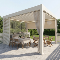 Pergola bioclimatique intelligente en aluminium robuste de qualité commerciale, avec écran zippé et éclairage LED, 4x3, pour jardin