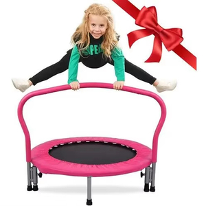 Mini trampoline d'intérieur pliable de 36 pouces en acier pour enfants, trampoline rond de fitness à domicile avec poignée pour garçons et filles - Product Image 1