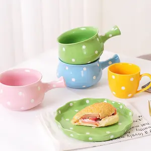 European and American hot-selling polka dot dishes creative tableware salad West bone china dinner set