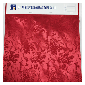 Classic Spring Festival Big Red Flower Polyester Jacquard Pattern <strong>Chinese</strong> Satin <strong>Fabric</strong> for Bedding Decorations