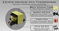 Transformateur Flyback Vertical EE1610 5+2 Broches Élargi d'un Côté Homologué Sécurité pour Chargeur de Téléphone Portable