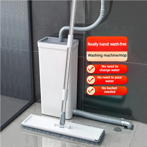 Cao Cấp Sợi Nhỏ Lau Phẳng Bộ Quay Sàn Chất Tẩy Rửa Với Xô Thép Mở Rộng Rảnh Tay Miễn Phí Bóp Xử Lý Quay Loại - Product Image 4