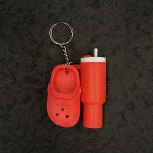 Nouveau design Porte-clés gobelet 3D, Porte-clés tasse, Porte-clés mini pantoufles dessin animé, Pendentif sac de rangement pour rouge à lèvres, Porte-clés - Product Image 6