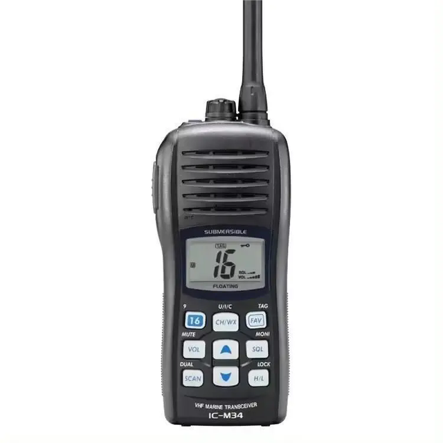IC-M33 IC-M34 Waterproof IPX7 Marine VHF Intercom Floating Handheld Machine with 5W Output and 0-10KM Range